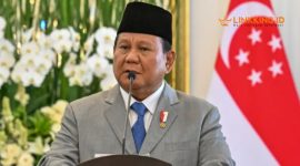 PIDATO. Potret Presiden Prabowo Subianto saat sambutan dalam sebuah acara beberapa waktu lalu. (Ismoyo/AFP/Getty Images/Linkking.id)
