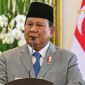 PIDATO. Potret Presiden Prabowo Subianto saat sambutan dalam sebuah acara beberapa waktu lalu. (Ismoyo/AFP/Getty Images/Linkking.id)