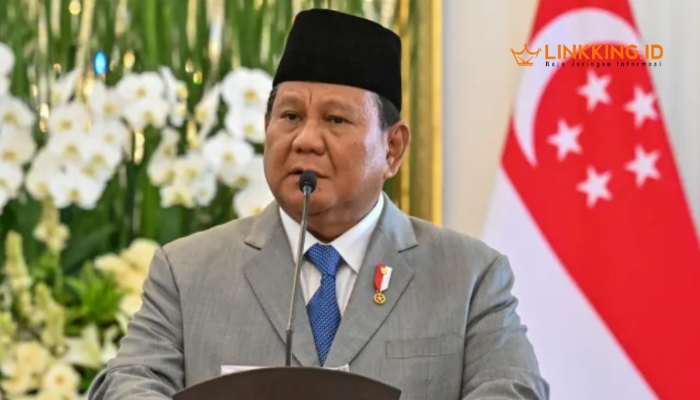 PIDATO. Potret Presiden Prabowo Subianto saat sambutan dalam sebuah acara beberapa waktu lalu. (Ismoyo/AFP/Getty Images/Linkking.id)