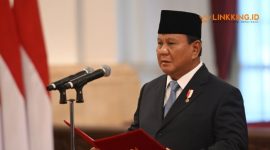 PIDATO. Potret Presiden Prabowo Subianto saat menyampaikan sambutannya dalam sebuah agenda kepresidenan belum lama ini. (doc.kompascom/Linkking.id)