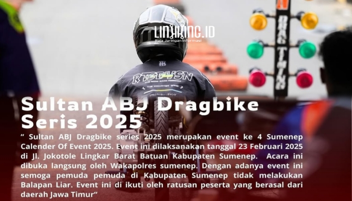 PERLOMBAAN. Potret pelaksanaan ABJ Dragbike Sumenep 2025, salah satu joki motor siap melaju di lorong hitam. (doc.Redaksi Linkking.id)