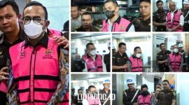 TERSANGKA. Potret Para tersangka kasus korupsi Pertamina digiring Kejaksaan Agung untuk menjalani proses hukum. (doc.Linkking.id)