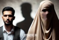 ILUSTRASI. Potret pernikahan siri Makkiyah dan Hasan saat masih memiliki suami sah, yaitu Achmad Zaini. Suasana tegang dengan bayangan suami sah di latar belakang. (doc.Redaksi Linkking)