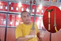 PAMOR. Potret salah satu keris Sumenep, yang bernama Pamor Ron Genduru Dadung Muntir, siap dipamerkan dalam International Contemporary Keris Fest 2025. (Dok. Redaksi Linkking)