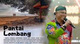 KOLASE: Pesona wisata pantai Lombang Sumenep dan potret Moh. Iksan Kadisbudparpora Sumenep. (Dok. Redaksi Linkking.id)