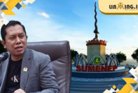 KOLASE: Mulyadi, Ketua Panitia Khusus (Pansus) IV DPRD Sumenep dan potret tugu keris kota Sumenep. (Dok. Redaksi)