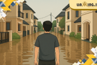 BANJIR: Ilustrasi gambar banjir yang melanda rumah warga 
RT 09 Desa Kebonagung (Redaksi)