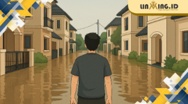 BANJIR: Ilustrasi gambar banjir yang melanda rumah warga 
RT 09 Desa Kebonagung (Redaksi)