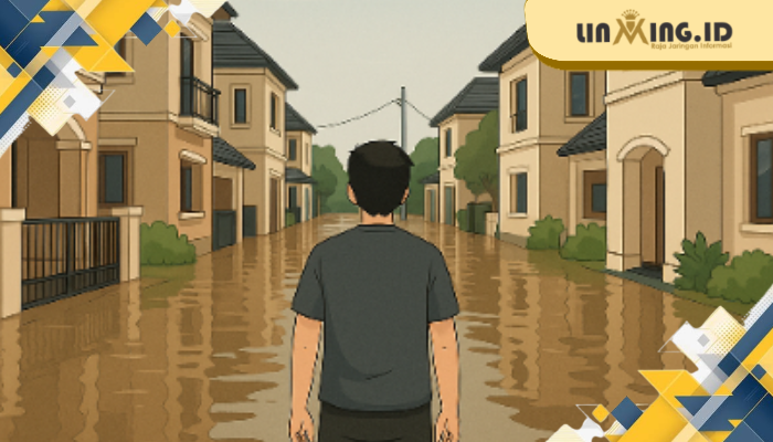 BANJIR: Ilustrasi gambar banjir yang melanda rumah warga 
RT 09 Desa Kebonagung (Redaksi)