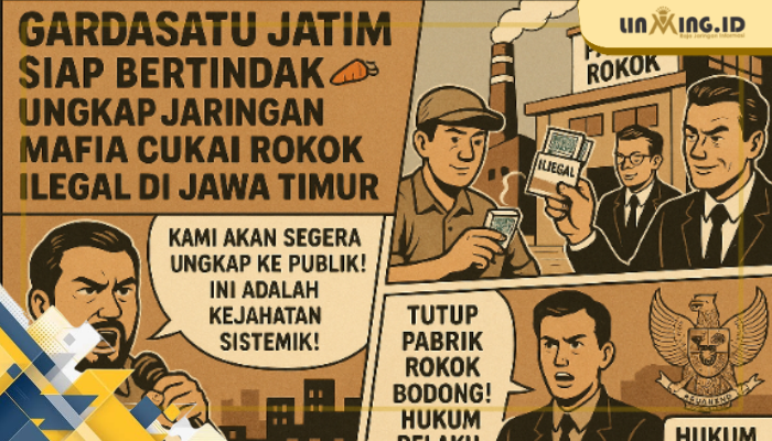 ILUSTRASI: Ilustrasi gambar GARDASATU (Garuda Sakti Bersatu) Jawa Timur yang siap kawal kasus madia cukai rokok ilegal (redaksi)