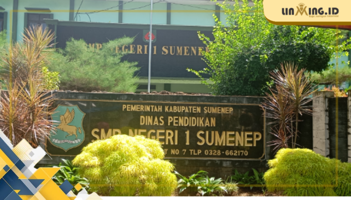 AREA: Tampak depan bangunan SMP Negeri 1 Sumenep di Jalan Payudan Barat, Kabupaten Sumenep, Jawa Timur. (Redaksi)