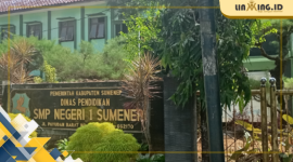 LOKASI : Tampak depan gedung SMP Negeri 1 Sumenep yang berlokasi di Jalan Payudan Barat, Kabupaten Sumenep, Jawa Timur.