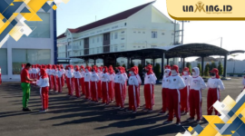 LATIHAN: Peserta Paskibraka Kabupaten Sumenep saat latihan di halaman Stadion A Yani Sumenep. (Istimewa)