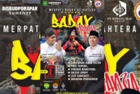 PAMFLET. Bupati Sumenep, Achmad Fauzi Wongsonudo dan Kepala Desa Batuputih Daya, Harno, mendukung penuh gelaran Baday Vaganza untuk memajukan wisata batu kapur dan budaya lokal. (dok. Redaksi Linkking.id)