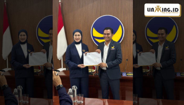 SERAH TERIMA: Akis Jasuli saat menerima SK sebagai ketua Ketua DPD Partai NasDem Sumenep 2025–2029 di Jakarta (Red)