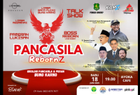PAMFLET. Acara “PANCASILA RebornZ” yang akan digelar pada 18 Juni 2025 di Ayoka Cafe, Sumenep, menampilkan deretan tokoh inspiratif dan rangkaian kegiatan bertema kebangsaan. (dok. Redaksi Linkking.id)