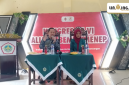 SERIUS: Arif Firmanto, Kepala Bappeda Sumenep saat menyampaikan materi di acara Kongres VI Aliansi BEM Sumenep di Aula INKADHA, Beraji Gapura Sumenep.