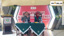 SERIUS: Arif Firmanto, Kepala Bappeda Sumenep saat menyampaikan materi di acara Kongres VI Aliansi BEM Sumenep di Aula INKADHA, Beraji Gapura Sumenep.
