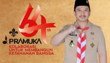 SEMANGAT: Poster Peringatan Hari Pramuka Ke- 64 oleh Bappeda Kabupaten Sumenep.