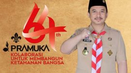 SEMANGAT: Poster Peringatan Hari Pramuka Ke- 64 oleh Bappeda Kabupaten Sumenep.