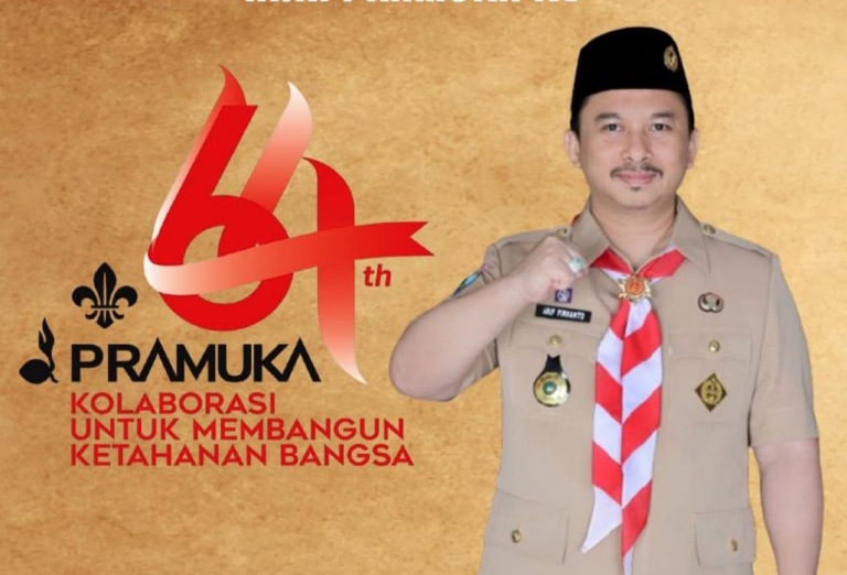 SEMANGAT: Poster Peringatan Hari Pramuka Ke- 64 oleh Bappeda Kabupaten Sumenep.